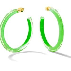NWOT Alison Lou Neon Medium Jelly Hoops Green